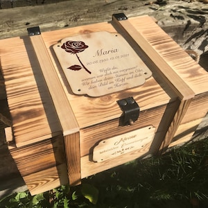 Mourning box personalized with rose / wooden box personalized with motif / wooden box personalized / gift for mourners / mourning gift