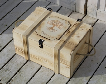 Große Holz-Erinnerungsbox mit individueller Gravur für Hochzeiten, Jubiläen, zur Aufbewahrung oder als Erinnerungsstück