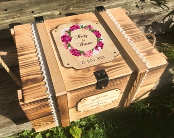 Memory box, personalized with engraving, motif, text for special occasion / gift box / wedding box / birth or christening box  / storage box