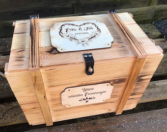 Memory box, personalized with engraving, motif, text for special occasion / gift box / wedding box / birth or christening box  / storage box