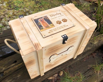 Memory box XXL for the dog with photo / memorial box for deceased pet / large wooden memorial box / dog mourning box