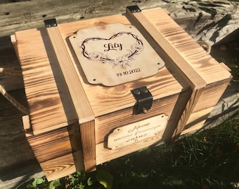 Memory box, personalized with engraving, motif, text for special occasion / gift box / wedding box / birth or christening box  / storage box