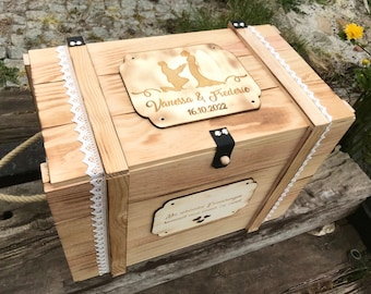 XXL Large Personalized Wedding Box for the Wedding Couple - Wedding Gift - Wedding Keepsake Box - Large Personalized Wooden Box