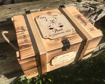 Memory box, personalized with engraving, motif, text for special occasion / gift box / wedding box / birth or christening box  / storage box