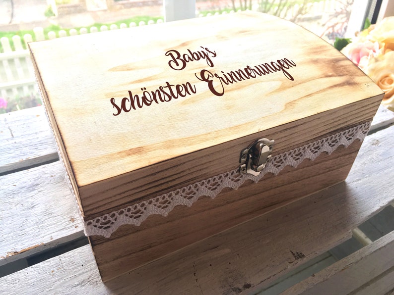 Memory box, personalized with engraving, motif, text for special occasion / gift box / wedding box / birth or christening box / storage box image 1