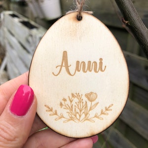 Wooden Easter egg personalized with name / Easter pendant / Easter decoration for Easter basket / Easter bunny / Easter eggs for hanging / Easter eggs made of wood image 4