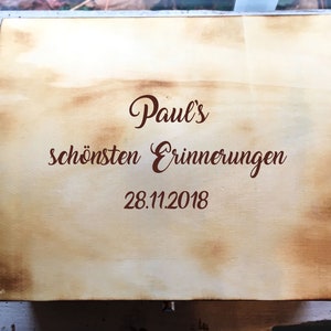 Memory box, personalized with engraving, motif, text for special occasion / gift box / wedding box / birth or christening box / storage box image 2