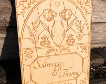 Personalized wooden sign with engraving - Wedding gift for couples - Individual name engraving - Gift for weddings or anniversaries