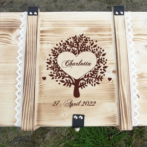 Große Erinnerungskiste Baby personalisiert mit Name / Baby Erinnerungsbox Holz mit Deckel / Babygeschenk / Taufgeschenk / Geburtsgeschenk Bild 2