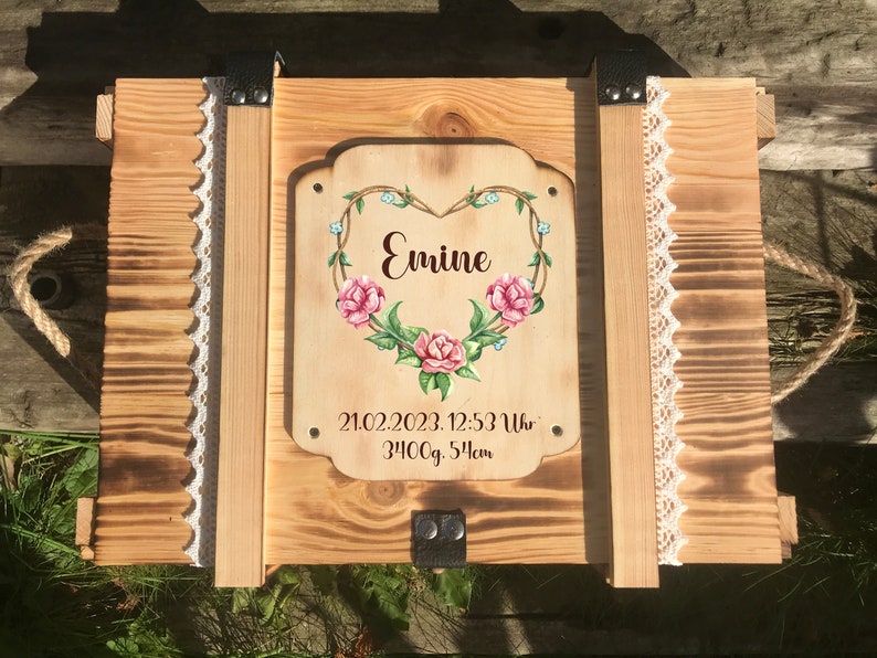 Memory box, personalized with engraving, motif, text for special occasion / gift box / wedding box / birth or christening box / storage box image 2