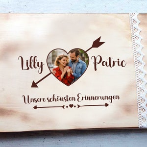 Valentinstag Fotoalbum DinA4 personalisiert mit Name / Holzbuch graviert und personalisiert / Fotoalbum Holz Bild 7