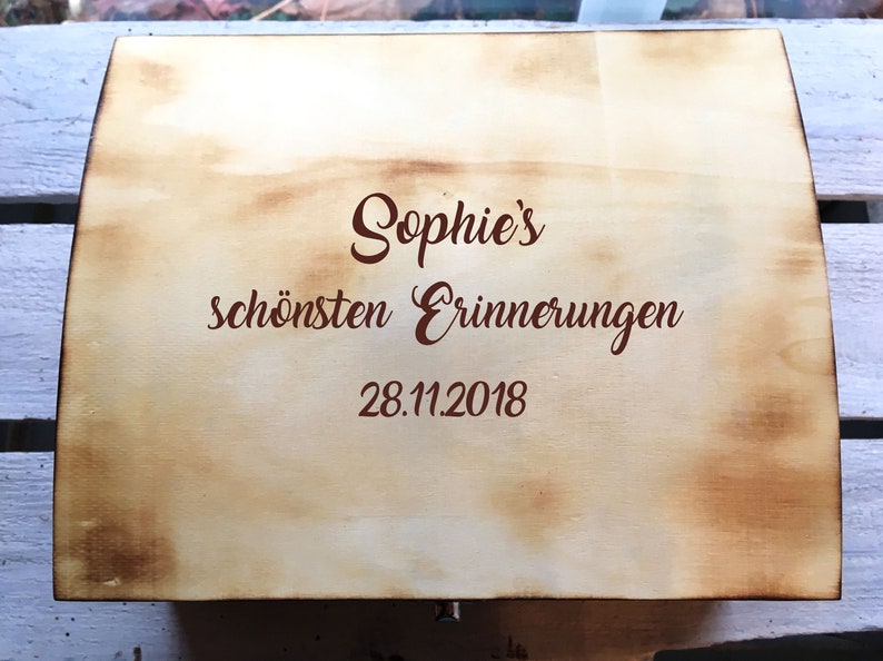 Memory box, personalized with engraving, motif, text for special occasion / gift box / wedding box / birth or christening box / storage box image 7