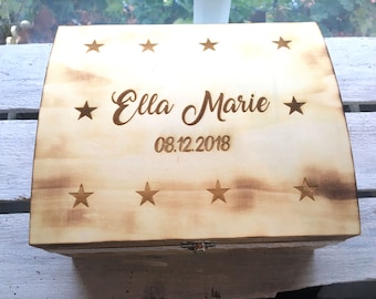 Memory box, personalized with engraving, motif, text for special occasion / gift box / wedding box / birth or christening box  / storage box