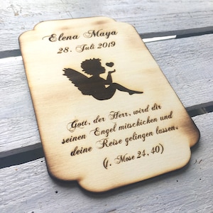 Carte de félicitations pour baptême personnalisée avec nom et gravure souhaitée / carte cadeau / carte en bois avec gravure / cadeau pour baptême