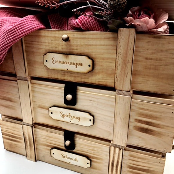 Aufbewahrungsboxen mit Deckel / Aufbewahrungsboxen Kinder / Erinnerungskiste personalisiert / Holzkiste Vintage / Aufbewahrungsbox stapelbar