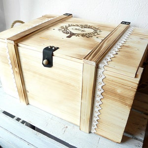 Große Erinnerungskiste Baby personalisiert mit Name / Baby Erinnerungsbox Holz mit Deckel / Babygeschenk / Taufgeschenk / Geburtsgeschenk Bild 1