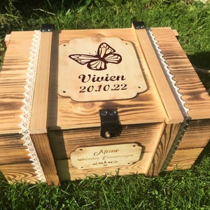 Caja de memoria de bebé grande personalizada con nombre / caja de memoria de bebé personalizada para el nacimiento / caja de madera personalizada para el bautismo imagen 8