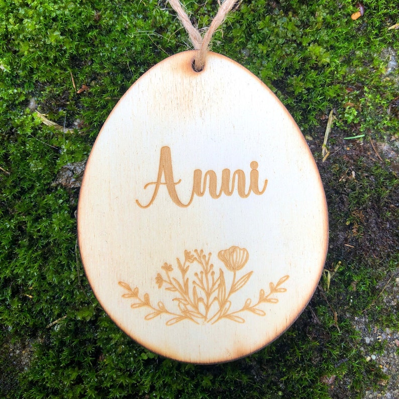 Wooden Easter egg personalized with name / Easter pendant / Easter decoration for Easter basket / Easter bunny / Easter eggs for hanging / Easter eggs made of wood image 10