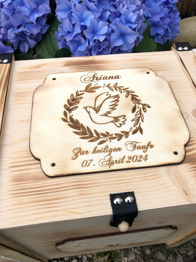 XXL large memory box baby personalized with name and baptism dove/baptism memory box/large memory box/dove memory box image 8