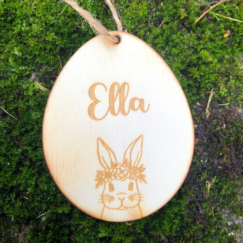 Wooden Easter egg personalized with name / Easter pendant / Easter decoration for Easter basket / Easter bunny / Easter eggs for hanging / Easter eggs made of wood image 7