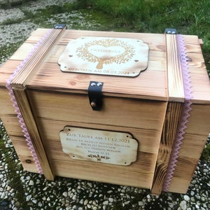 Memory box, personalized with engraving, motif, text for special occasion / gift box / wedding box / birth or christening box / storage box image 2