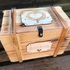 Memory box, personalized with engraving, motif, text for special occasion / gift box / wedding box / birth or christening box / storage box image 1