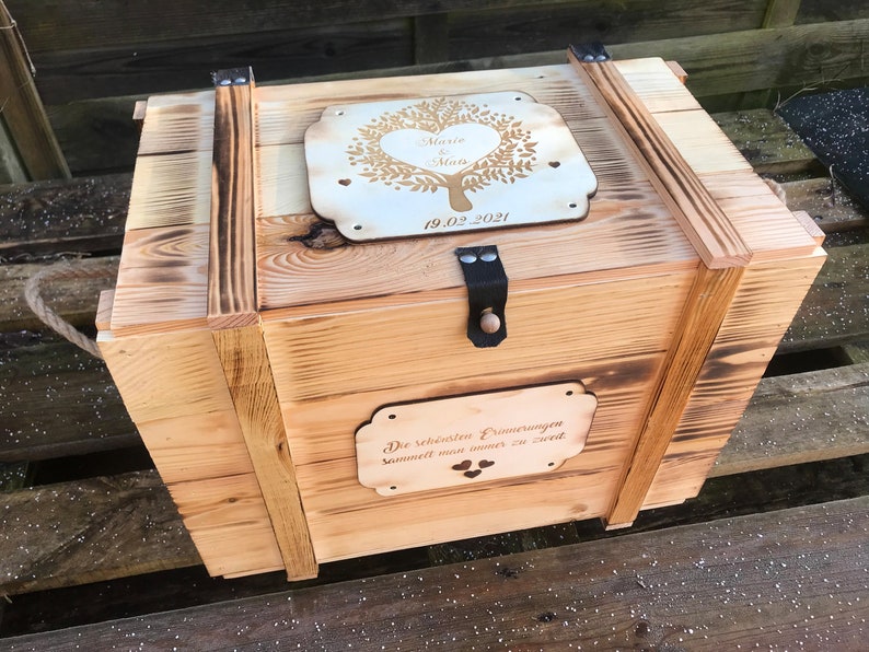 Memory box, personalized with engraving, motif, text for special occasion / gift box / wedding box / birth or christening box / storage box image 1