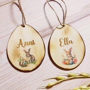 Wooden Easter egg personalized with name / Easter pendant / Easter decoration for Easter basket / Easter bunny / Easter eggs for hanging / Easter eggs made of wood image 2