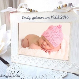 Photo frame personalized with name and date of birth / photo frame personalized with text of your choice image 2