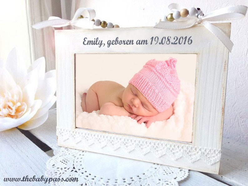 Photo frame personalized with name and date of birth / photo frame personalized with text of your choice image 2