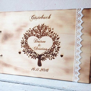 Valentinstag Fotoalbum DinA4 personalisiert mit Name / Holzbuch graviert und personalisiert / Fotoalbum Holz Bild 6