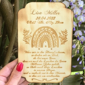 Mourning card personalized with name and desired engraving / gift card / wooden card with engraving / gift for mourning image 2