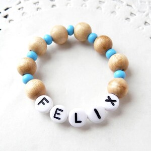 Birth Bracelet Natur-Blue / Baby Bracelet image 1