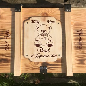 Memory box, personalized with engraving, motif, text for special occasion / gift box / wedding box / birth or christening box / storage box image 2