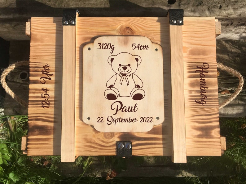 Memory box, personalized with engraving, motif, text for special occasion / gift box / wedding box / birth or christening box / storage box image 2