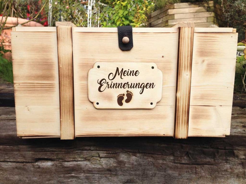 Große Erinnerungskiste Baby personalisiert mit Name / Baby Erinnerungsbox Holz mit Deckel / Babygeschenk / Taufgeschenk / Geburtsgeschenk Bild 4