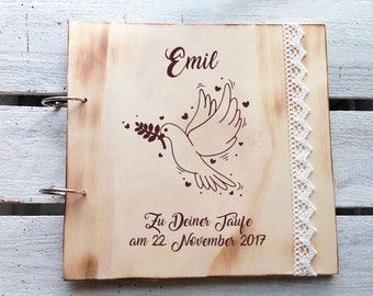 Wooden guestbook with engraving / guest book for Birthday, Birth, Christening, Marriage, Event / wooden guestbook personalized / photo album