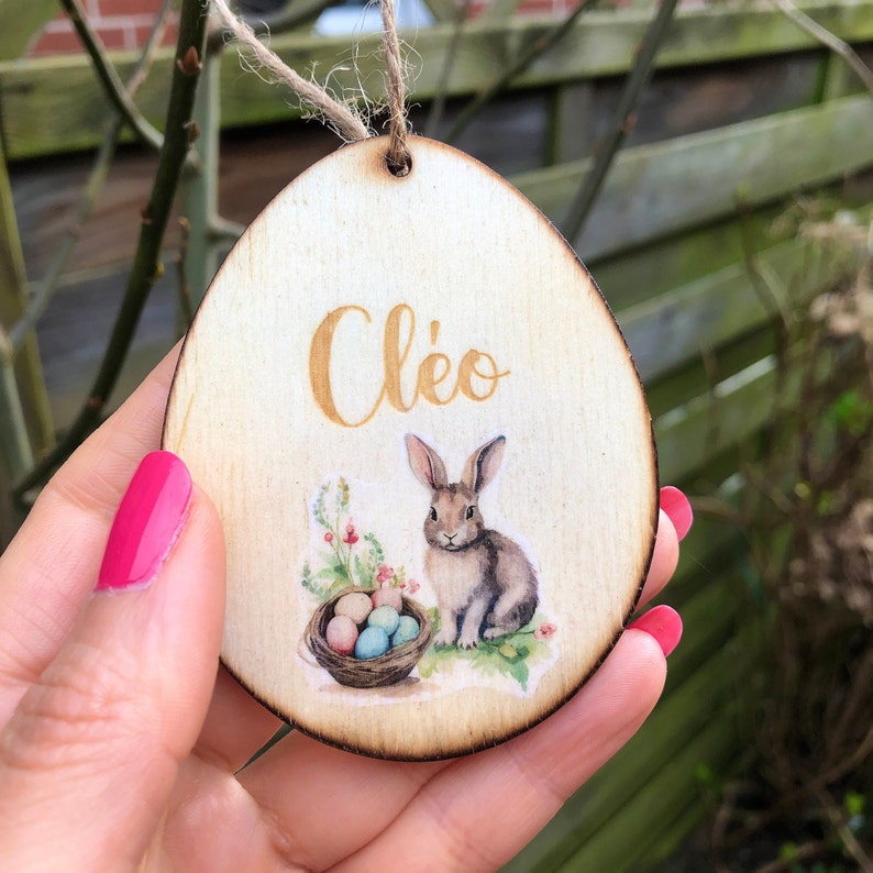 Wooden Easter egg personalized with name / Easter pendant / Easter decoration for Easter basket / Easter bunny / Easter eggs for hanging / Easter eggs made of wood image 5