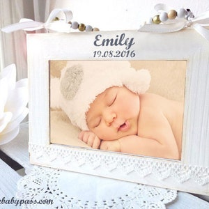 Photo frame personalized with name and date of birth / photo frame personalized with text of your choice image 1