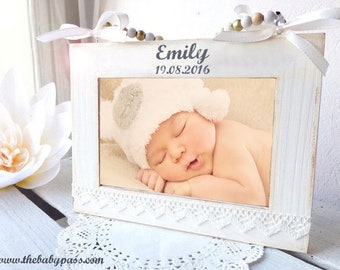 Photo frame personalized with name and date of birth / photo frame personalized with text of your choice