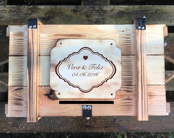 XXL Große Hochzeitskiste/Kartenbox personalisiert mit Gravur und Schlitz für Karten / Hochzeitsgeschenk / Große Aufbewahrungskiste XXL