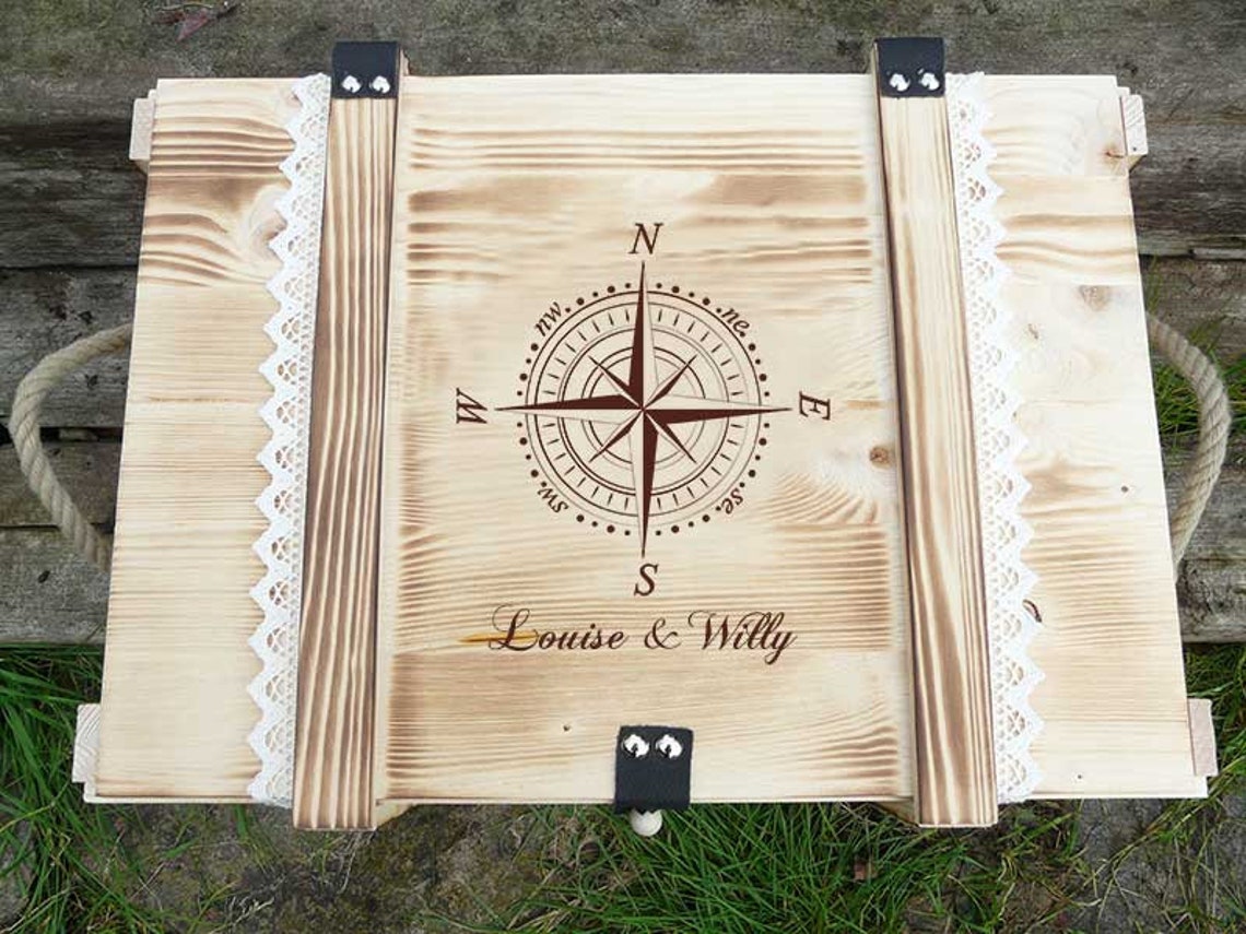 Hochzeitskiste Maritim mit Kompass / Erinnerungskiste | Etsy