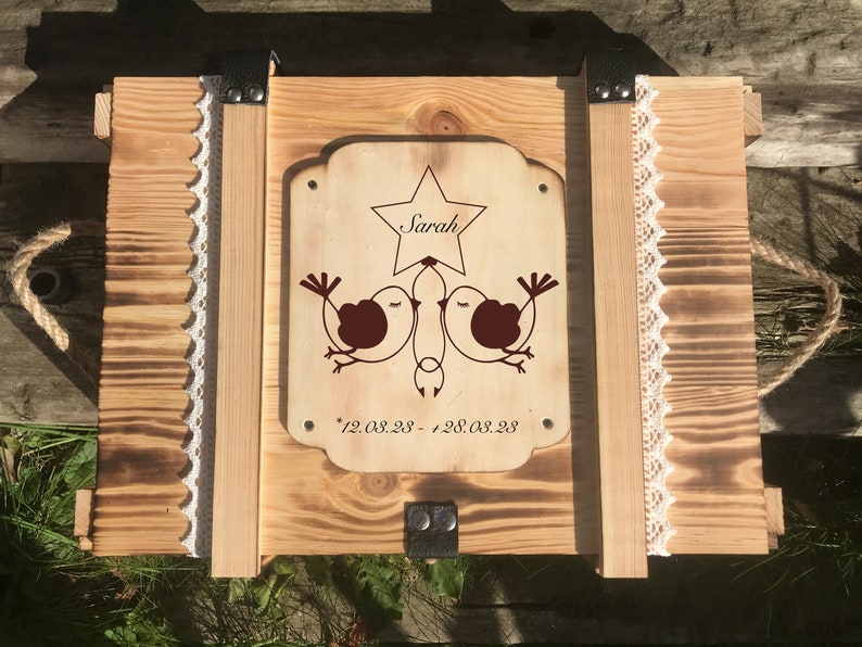 Memorial box for star child with engraving / gift box / storage box / wooden box / wooden box / gift for star child image 2