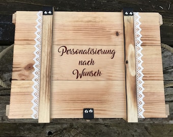 Kleine Erinnerungskiste zur Geburt, Taufe, Hochzeit mit Gravur nach Wunsch / Erinnerungsbox / Aufbewahrungsbox / Holzkiste mit Gravur / Box