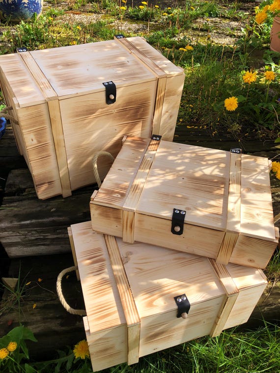 Grosse Aufbewahrungskiste XXL mit Deckel - Erinnerungsbox aus Holz - Aufbewahrungsbox - Erinnerungskiste - Allzweckkiste - Holztruhe Gross