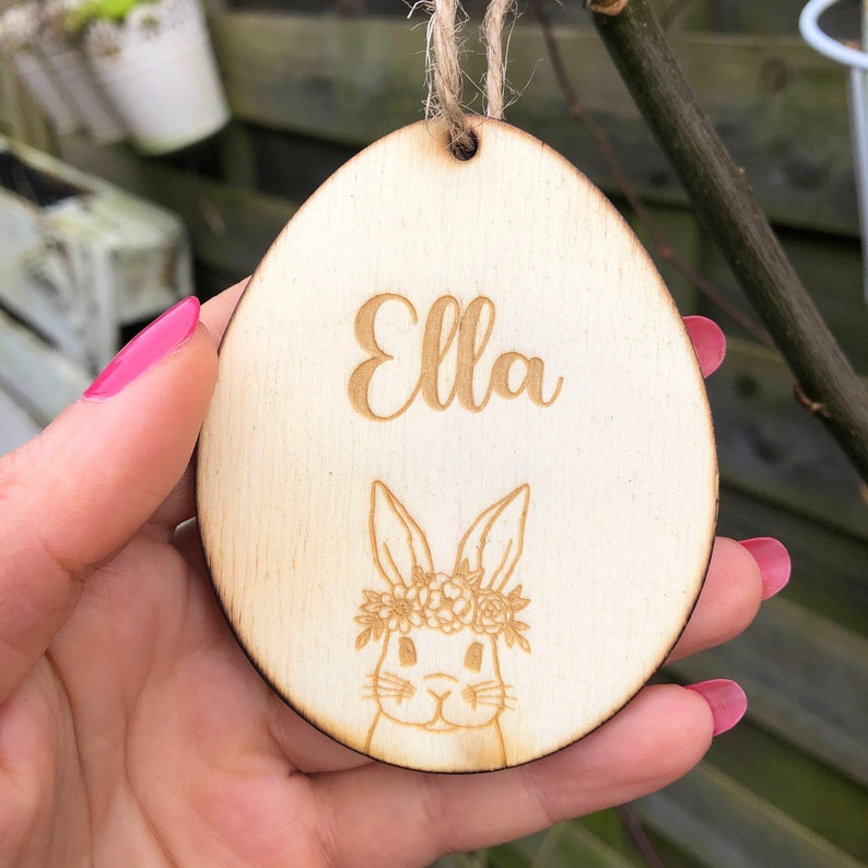 Wooden Easter egg personalized with name / Easter pendant / Easter decoration for Easter basket / Easter bunny / Easter eggs for hanging / Easter eggs made of wood image 9