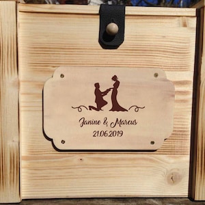 Small wooden sign with personal engraving / name plate personalized / heart wood wedding