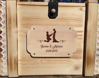 Small wooden sign with personal engraving / name plate personalized / heart wood wedding