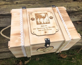 Large memorial box for the dog with photo / memorial box for a deceased pet / large wooden memorial box / dog mourning box