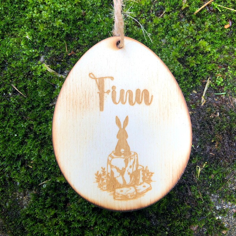 Wooden Easter egg personalized with name / Easter pendant / Easter decoration for Easter basket / Easter bunny / Easter eggs for hanging / Easter eggs made of wood image 8